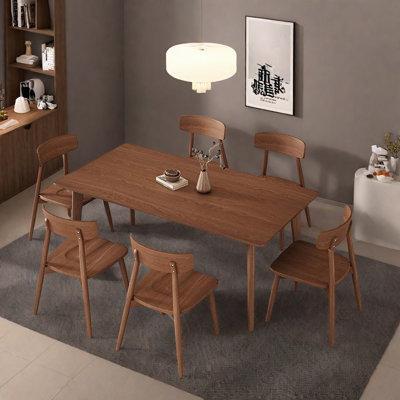 Rectangular dining table set made of ash wood
