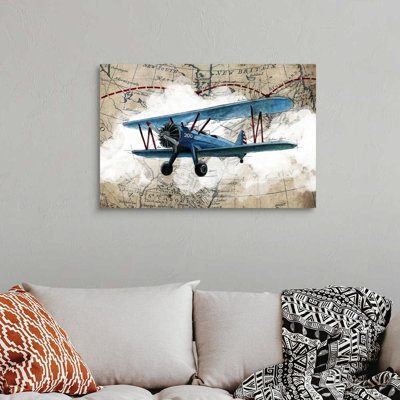 Biplane 1-impression d’art graphique sur toile