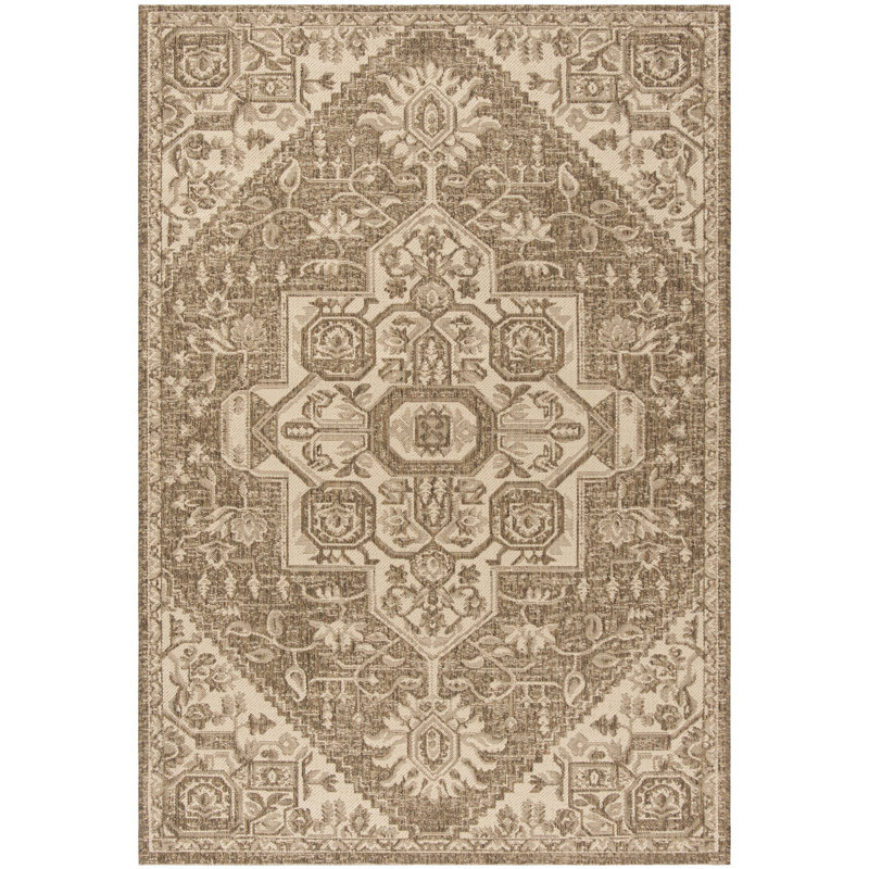 Tapis d'intérieur / extérieur crème / beige Danya, Rectangle 5 pi 3 po x 7 pi 6 po