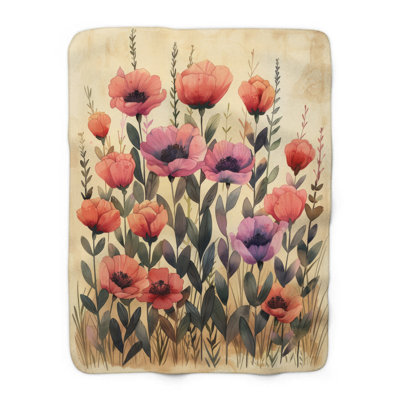 Rétro charme floral rétro - couverture sherpa de qualité supérieure 1 pièce - impression d'art luxueux