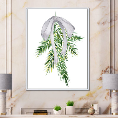 Bouquet floral de Noël avec coton, branches V - Peinture sur toile