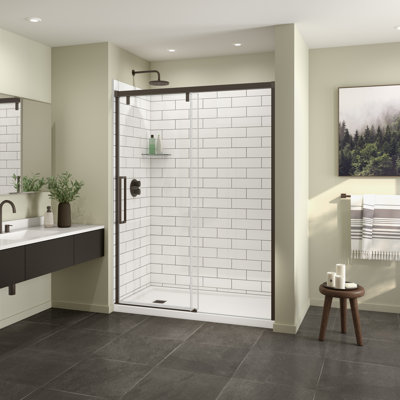 Utile 6032 Composite Direct-to-Stud Three-Piece Alcove Shower Wall Kit in Metro Tux