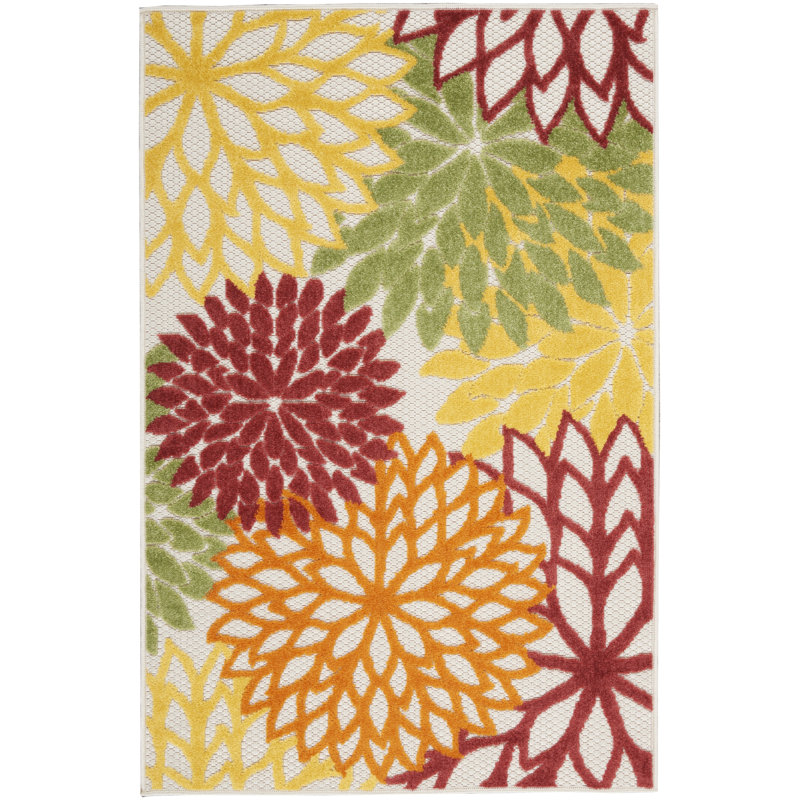 Tapis rouge à motif floral Newton, Rectangle 2 pi 8 po x 4 pi