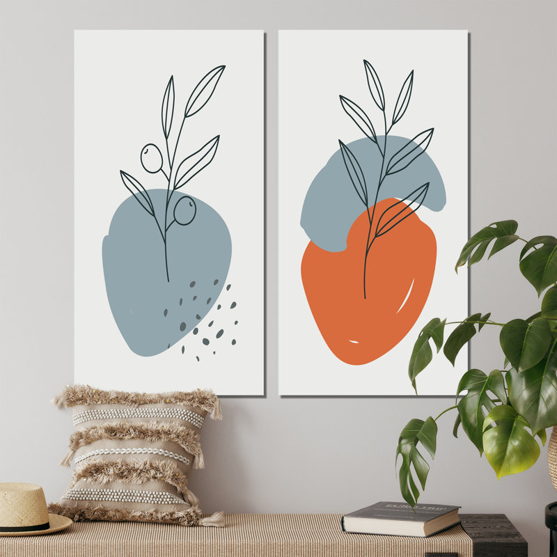 Minimalistic Creative Designs in Retro Colors X - ensemble de 2 peintures, Toile tendue, H 20 po x l 24 po x P 1 po