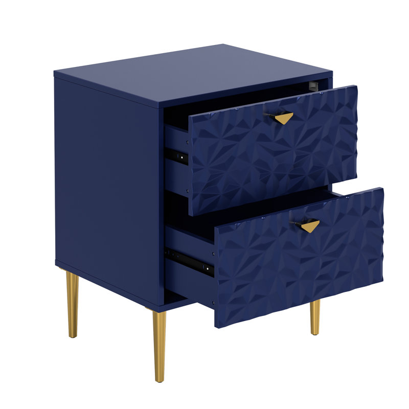 Table de chevet 2 tiroirs Baity, Bleu