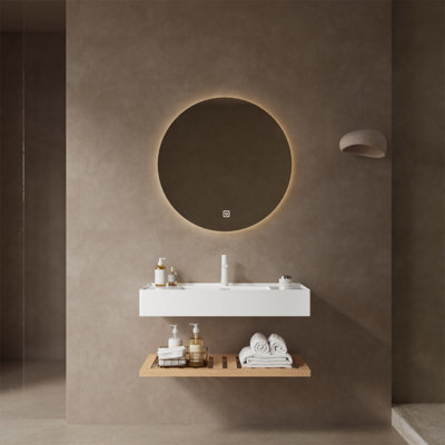 Meuble-lavabo flottant mural de 36 pouces avec lavabo vasque, tablettes rayées pour un rangement et un style de salle de bain modernes