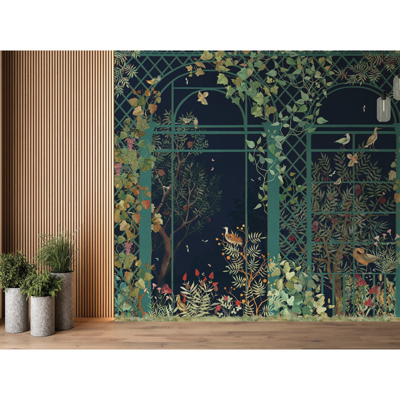 Papier peint texturé Botanical Greenhouse, Bleu