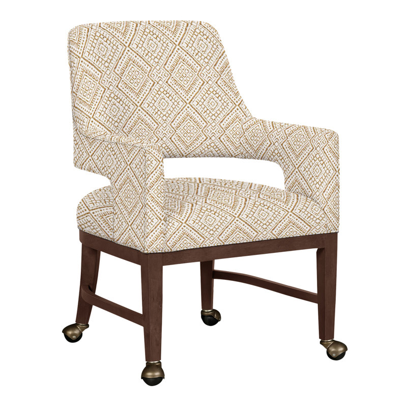 Chaise avec accoudoirs Josie Grande, Perigold Iguazu chameau, Noyer