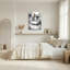Requin et lapin dans une baignoire, art mural tendu sur toile noir et blanc-1604932513