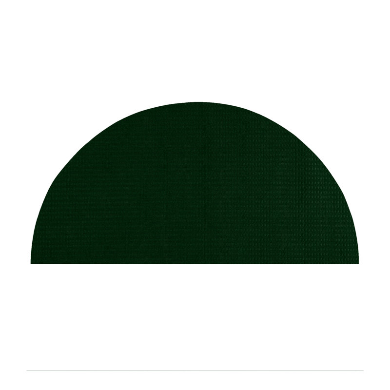 Tapis d'intérieur / extérieur tissé à la machine de couleur unie vert forêt, Demi-cercle 5 pi 6 po x 11 pi