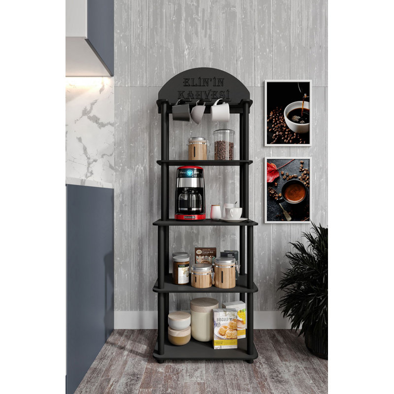 Modern Black Coffee Stand with Compressed Kraft Legs, 19.7 x 55.1 x 11.8 inches | 100% MDF Construction, Stylish Solid Colour Design | Perfect for Living Room & Office Spaces, Durable & Elegant