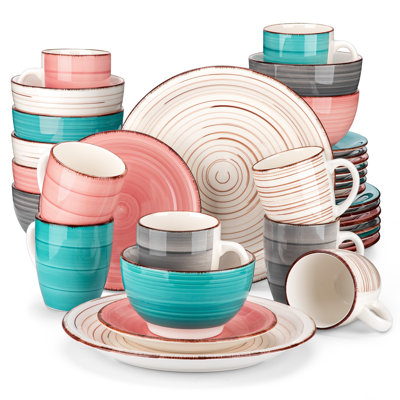 32 Piece Handmade Stoneware Dinnerware Set - Service for 8