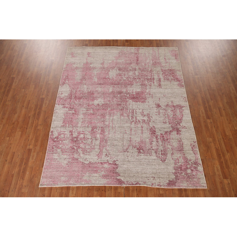 Pink Abstract Modern Area Rug 8x10