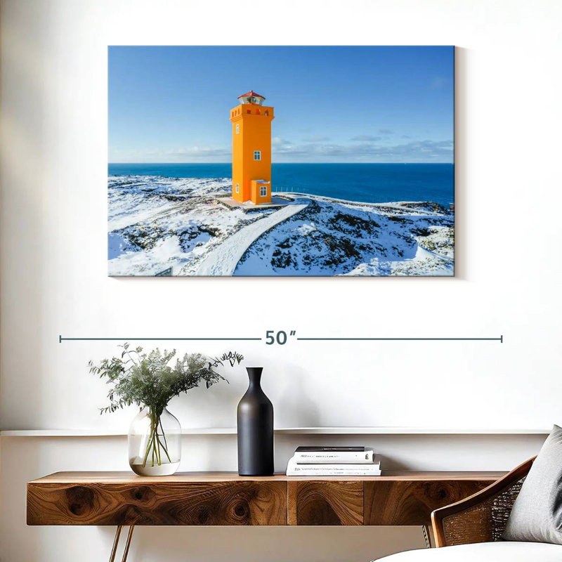 Aletra Winter At Svortuloft Lighthouse, 26" H x 39" W