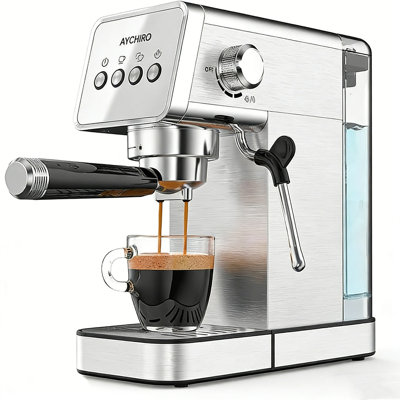 Espresso Machine With Steam Wand, 1350W Stainless Steel Compact Coffee Maker For Home Barista