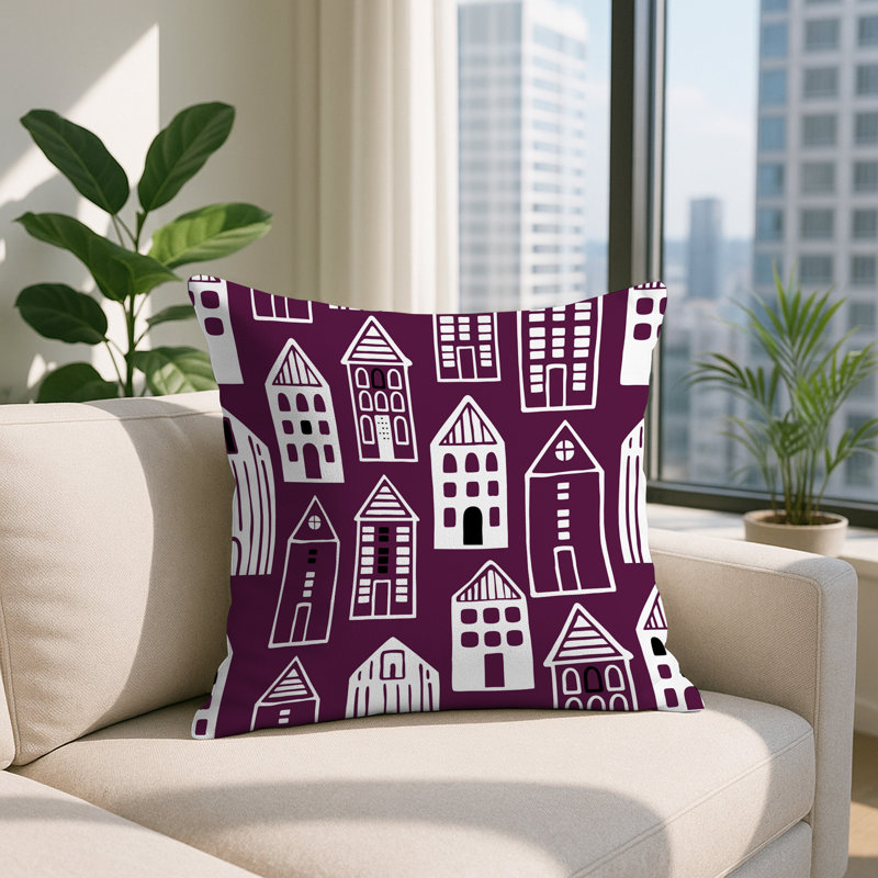Oreiller carré réversible intérieur / extérieur Kito, Mauve, Carré 17 po