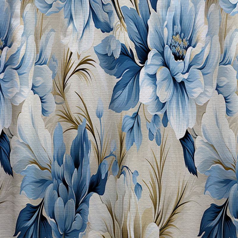 Coastal Victorian Tranquility Victorian Pattern - Floral Curtain - Velvet Room darkening - 1 panel, 52" W x 108" L