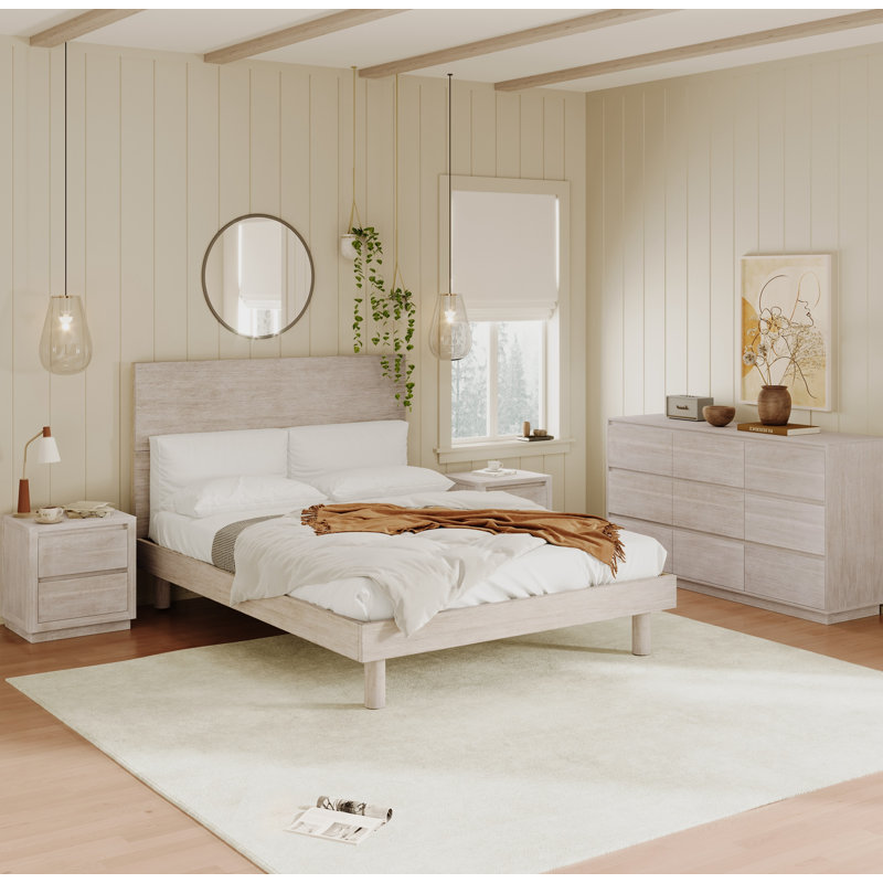 Ensemble de chambre avec lit plateforme 4 pièces, Très grand
