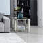 Table de bout carrée 20 pouces, table de bout moderne en acier inoxydable, table basse en verre trempé transparent double couche, table d'appoint avec rangement, pour le bureau à domicile
