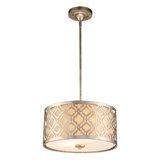 2 Light Medium Drum Pendant In Distressed Silver Lighting Fixture