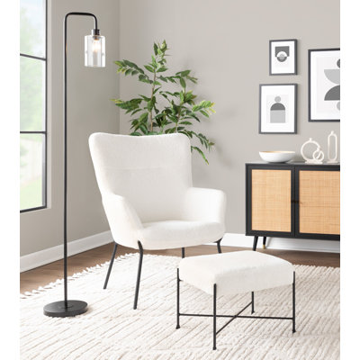 Upholstered Accent Chair with Ottoman