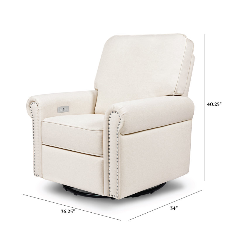 Linden Electronic Recliner and Swivel Glider in Eco-Performance Fabric with USB port, Cream