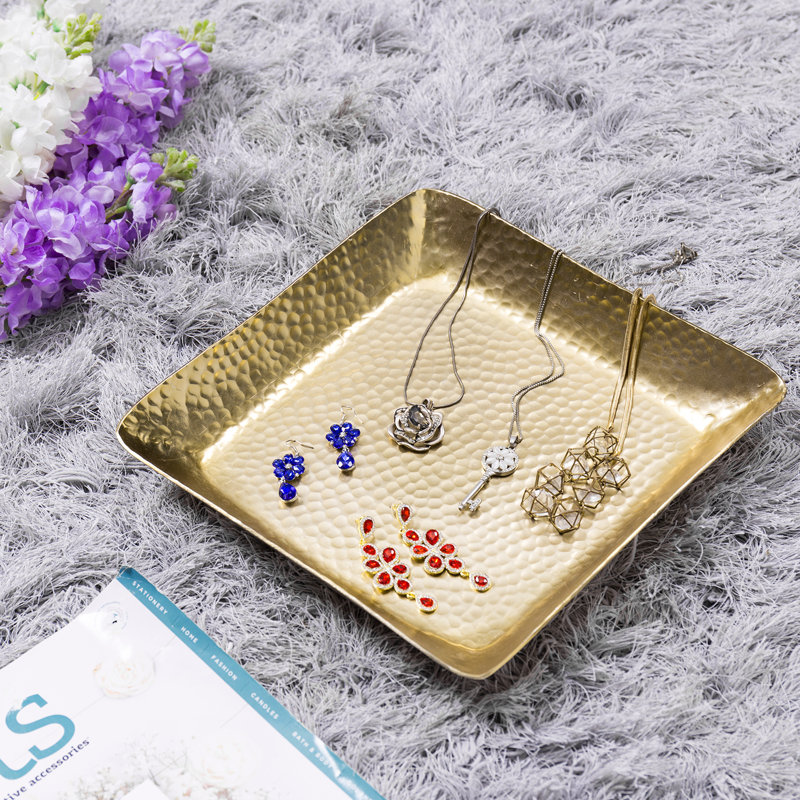 Square Gold Metal Perfume Tray