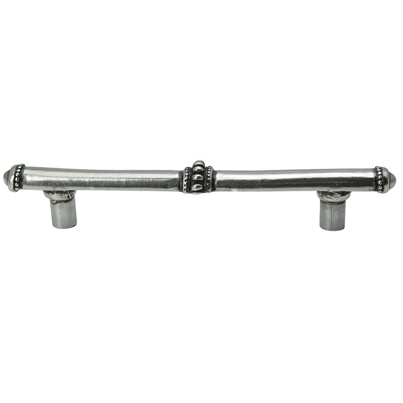 Poignée classique avec traitement perlé au centre et aux extrémités, Argent argent, 4"
