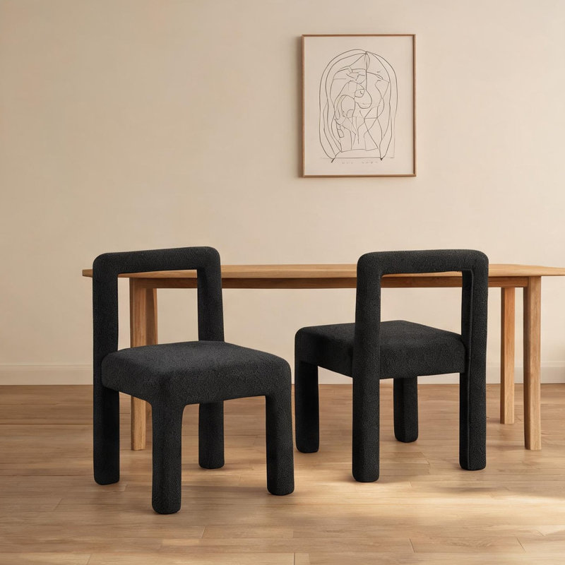 Ensemble de 2 chaises d'appoint à dossier carré, noir foncé, pour salle à manger moderne