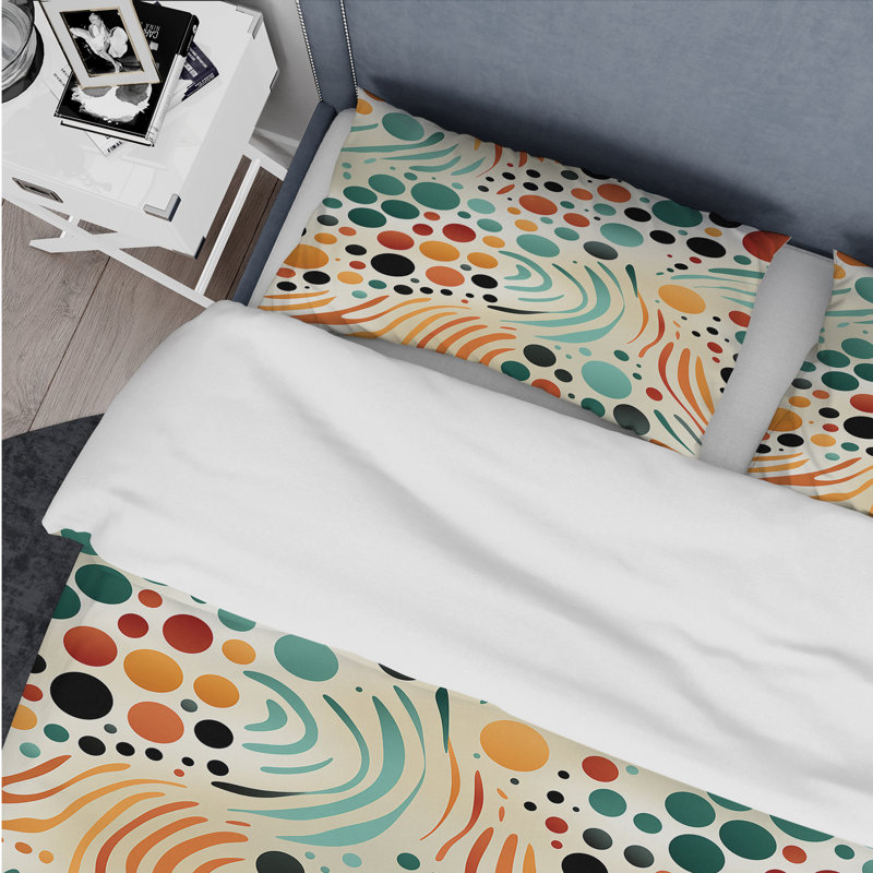 Ensemble de housse de couette multicolore Mid Century, Housse de couette simple + 1 taie décorative stan
