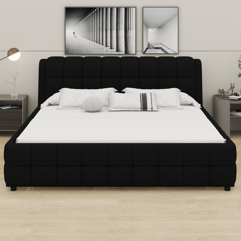 Lit plateforme tapissier Luxury, Noir