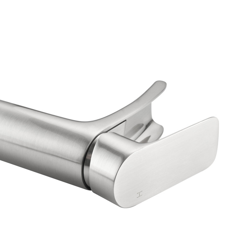 Stylish Brushed Nickel Waterfall Bathroom Faucet - Single Handle With Deck Plate And Overflow Pop Up Drain For Sink Vanity Lavatory Restroom Application