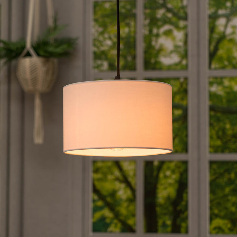 Symya 15 cm H Round Cotton Lamp Shade ( Slip-On ) in Cream, White