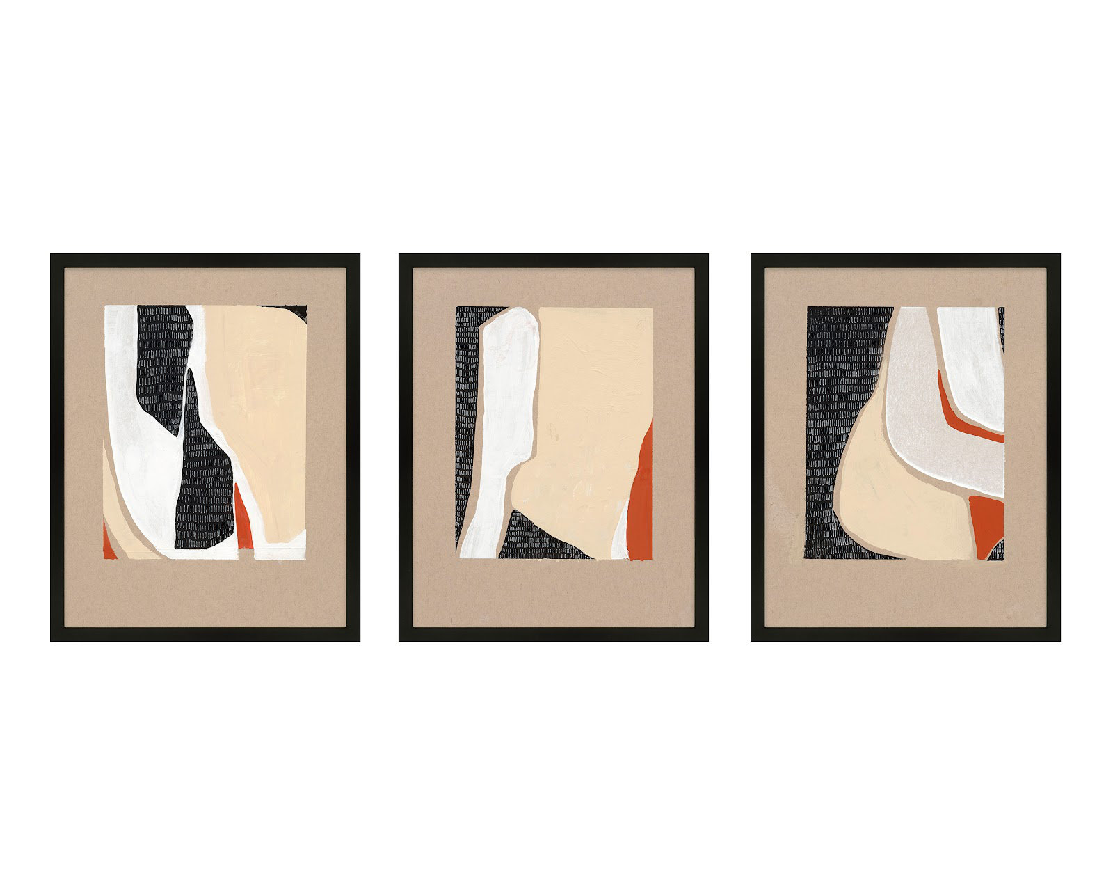 Ladner "Distant View" 3-Piece Print Set, Black Framed, 50" H x 40" W