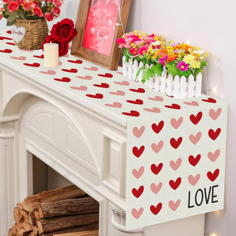 Chemin de table de la Saint-Valentin Love Hearts I Love You Valentines Decorations Home Kitchen, L 13 po x L 90 po
