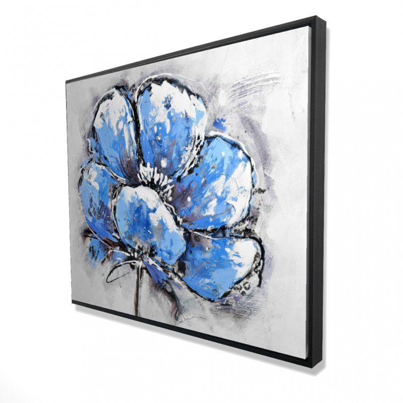 Abstract Blue Petals Print On Canvas