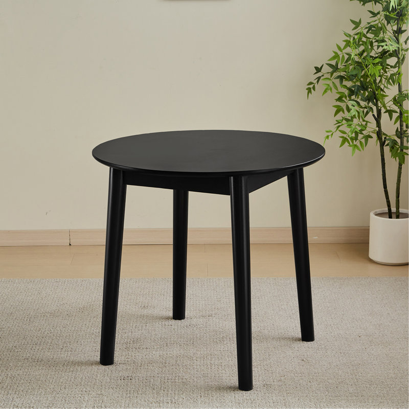 Round Table, All Solid Wood, Can Sit 2-4 People Diameter 31.5 Inches, Black