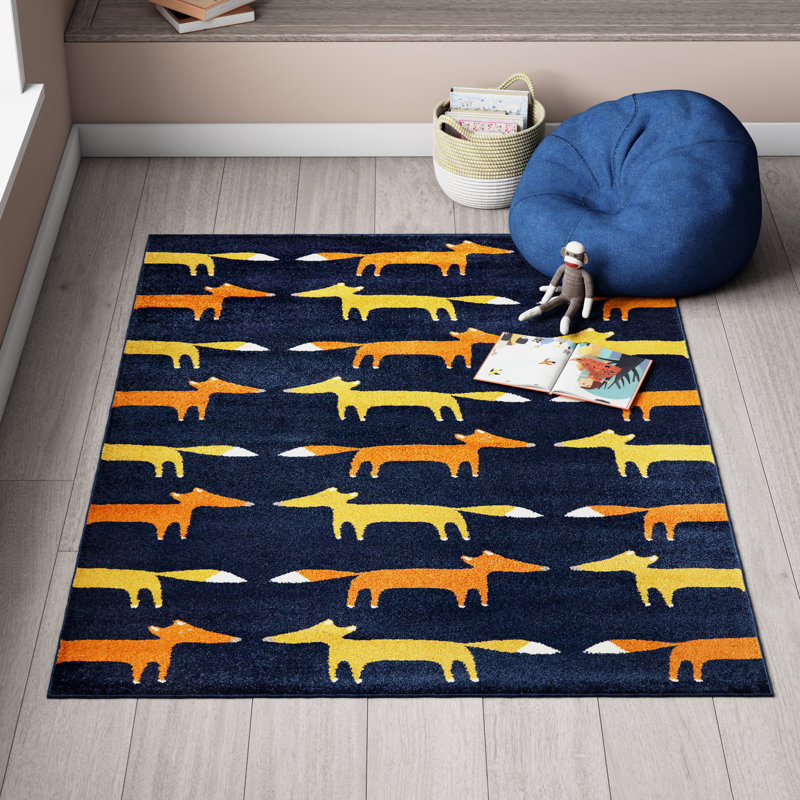 Tapis Hande, Rectangle 5 pi 3 po x 7 pi, Bleu