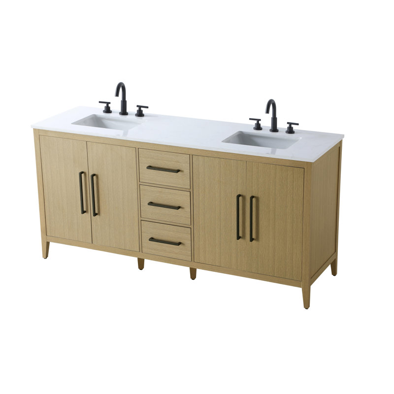 Meuble-lavabo double 72 po, Brun miel