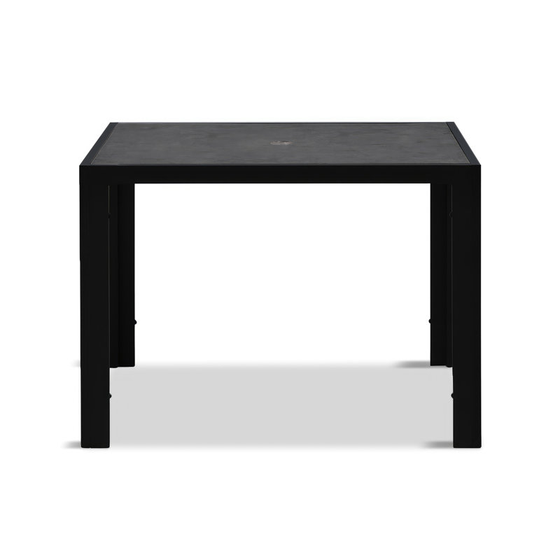 Bakari Outdoor 5 - Piece Dining Set, Black Table / Black with Black Sling Chair