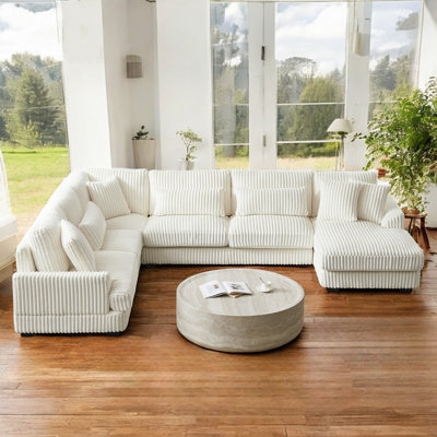 4-Piece Corduroy Upholstered Sectional Sofa by Latitude Run