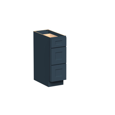 Armoire de base à 3 tiroirs DL Cabinetry (prête à assembler) de style Shaker l 12 po x H 34,5 po x P 24 po - Cyber gris