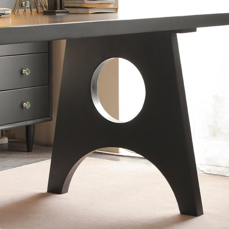 Bureau en bois de frêne noir Modern Creative Design, H 29,52 po x l 86,61 po x P 31,49 po