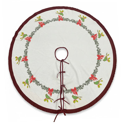 Whimsical Holiday Bird Christmas Tree Skirt-54" Diameter