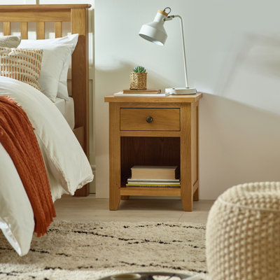 North Castle 48cm W Solid Wood Bedside Table