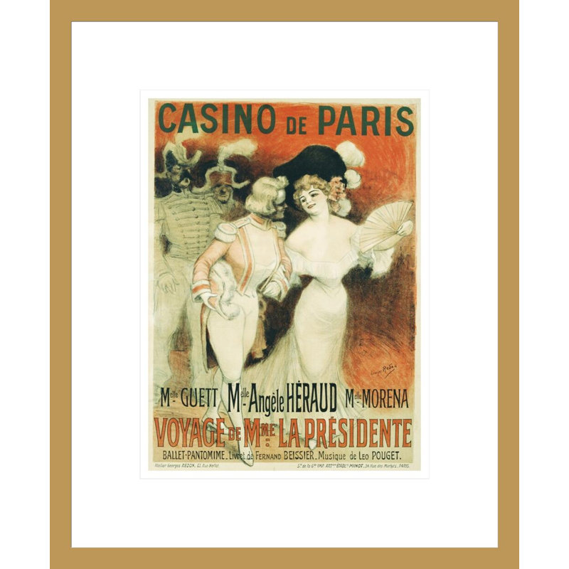 Affiche «Casino de Paris» par Georges Redon, impression giclée encadrée, H 16,69 po x l 13,75 po