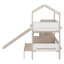 Lit superposé avec glissière et escalier de rangement, cadre de lit en bois, conception de maison avec garde-corps et tablettes-69147335