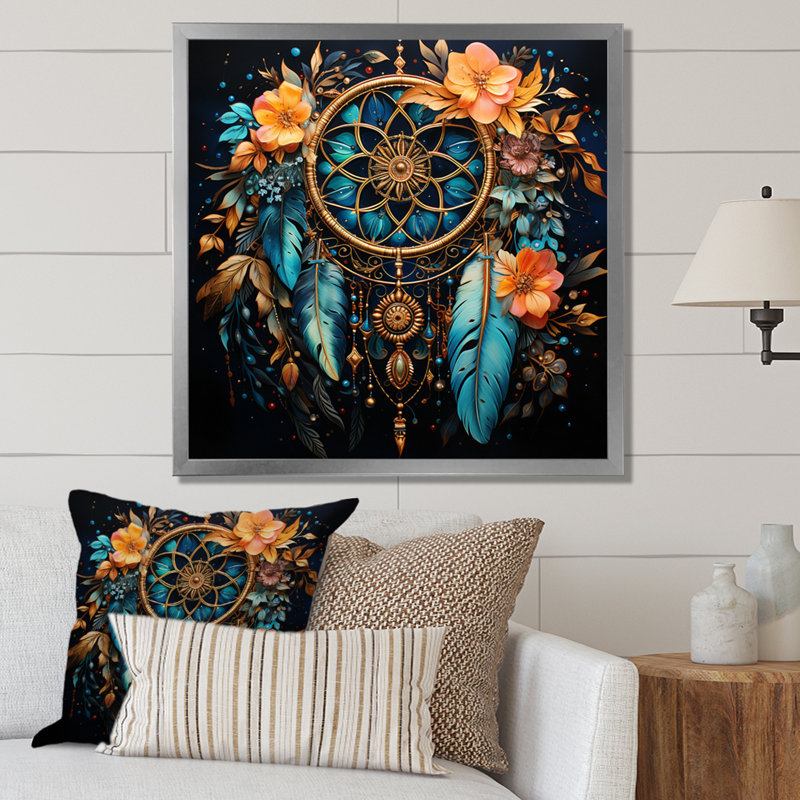 Multicolor Dream Catcher Neotraditional Visions I - Landscapes Canvas Print, Cadre simple argenté, H 24 po x l 24 po x P 1 po