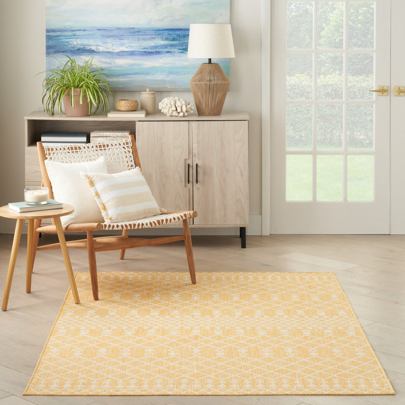 Tapis intérieur / extérieur Robbs, Rectangle 5 pi x 7 pi, Jaune