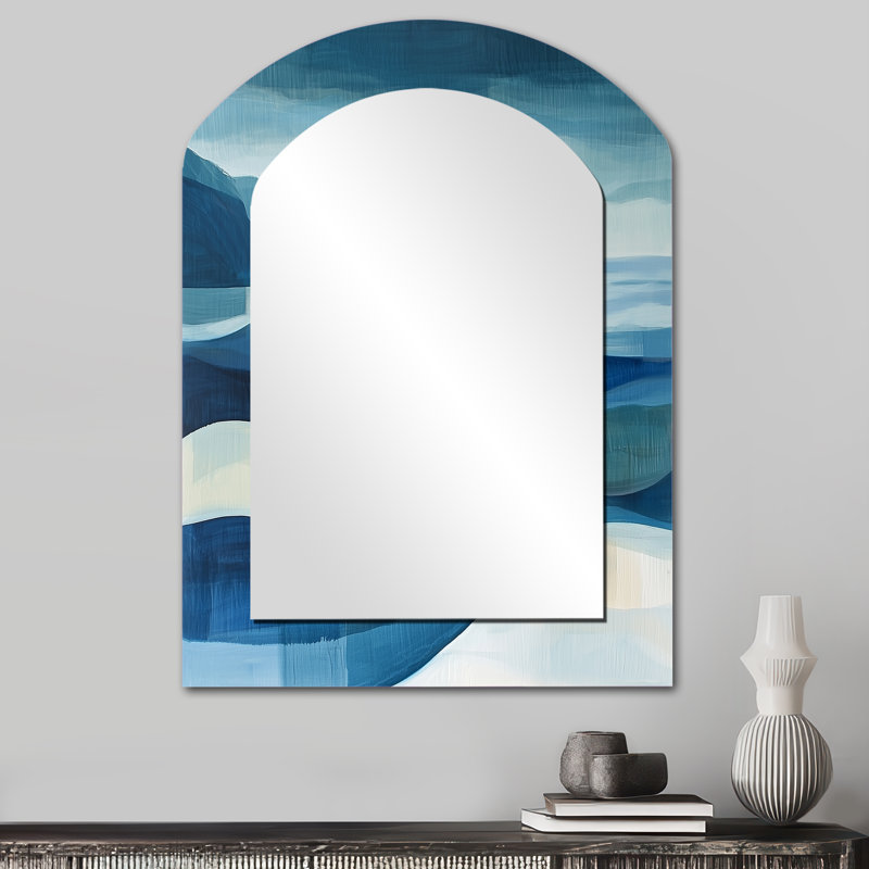 Miroir mural arqué bleu, 34 po x 25 po